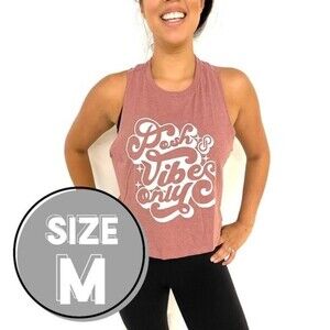 Posh Vibes Only Poshmark Pink Crop Tank Top NWOT Size Medium
